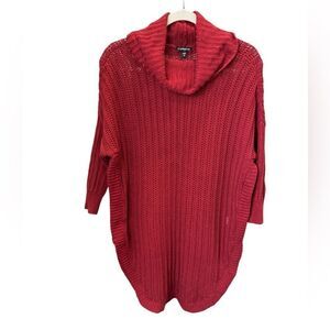 Expresss 3/4 sleeve knit turtleneck sweater brick red size small